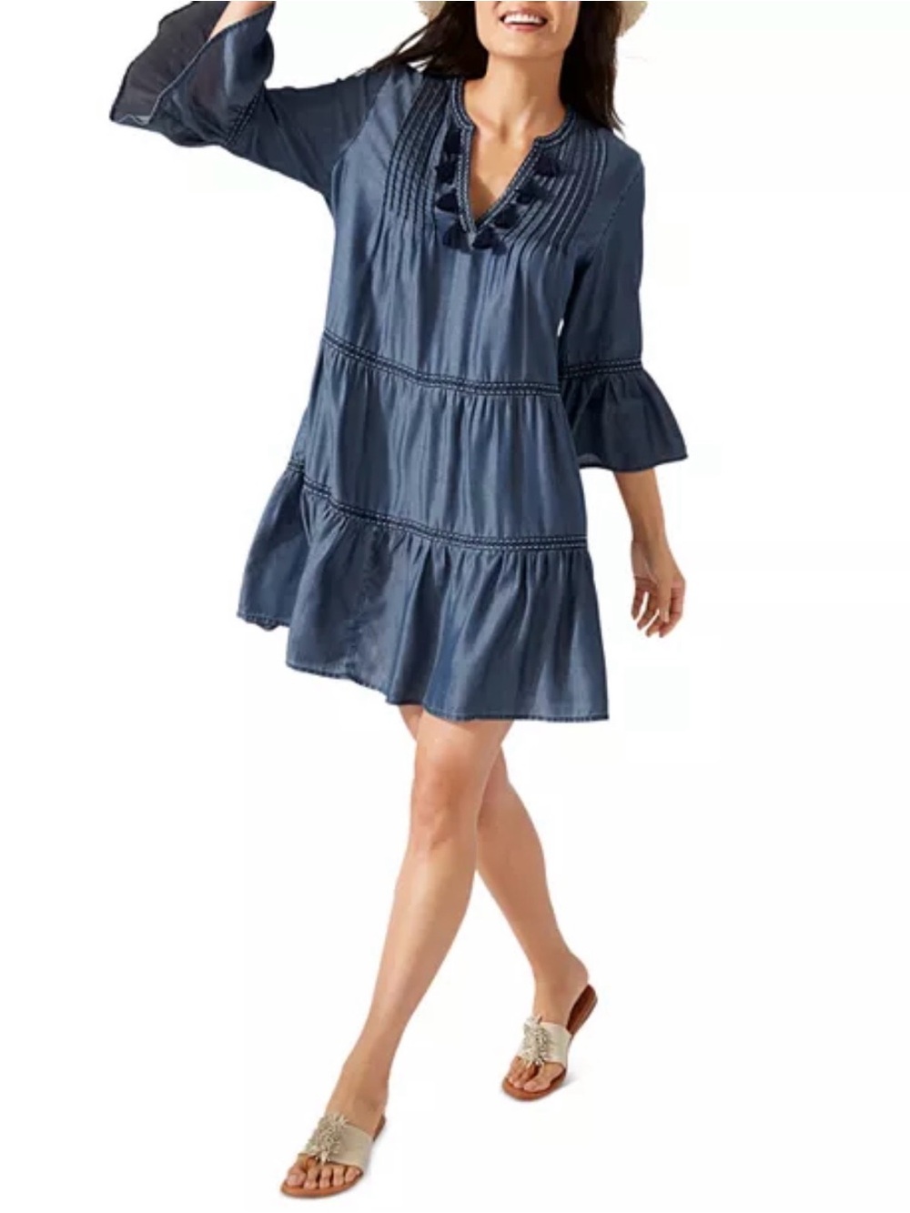 Tommy Bahama Indigo Tiered V-Neck Swim Coverup